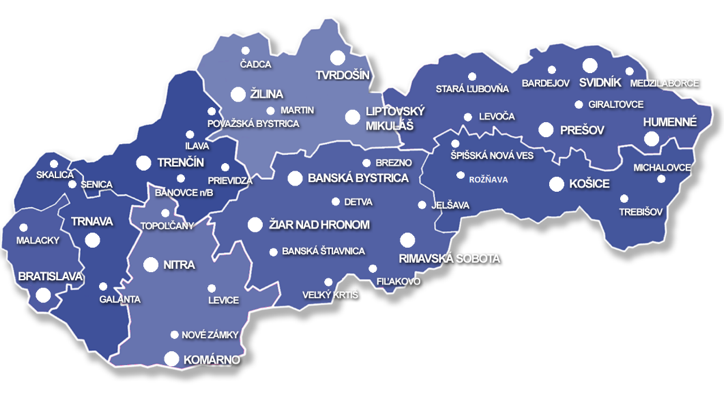 Mapa Slovensko CPP Pobočky